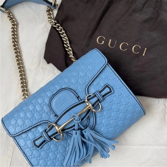 Gucci Light Blue Shoulder Bag with Gold Chain - Picture 2 of 7